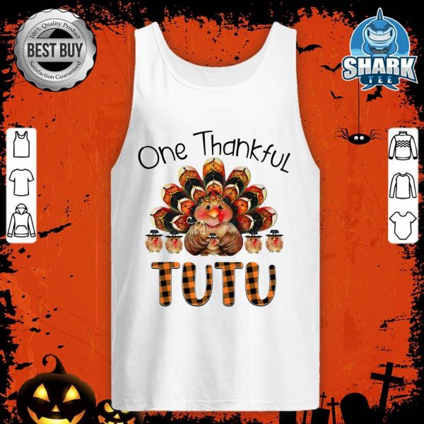 One Thankful Turkey Tutu Plaid Grandma Tank top