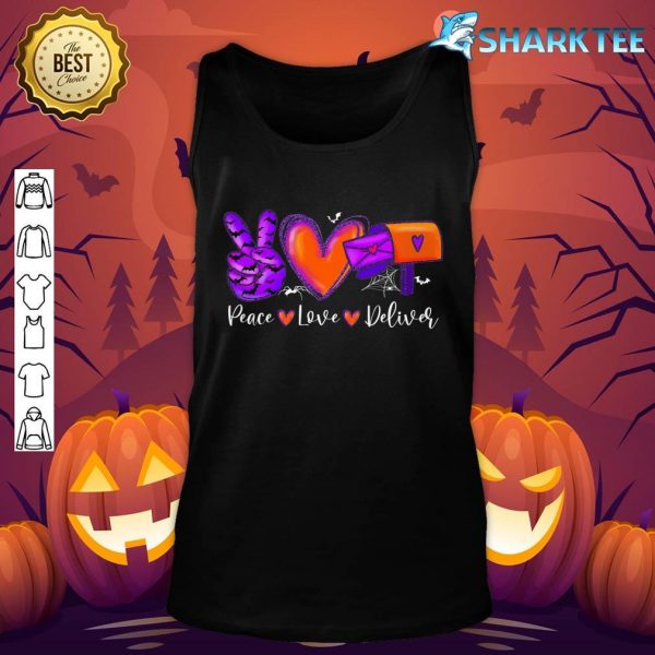 Peace Love Deliver Postal Worker Pumpkin Spooky Halloween Tank top