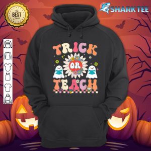 Retro Groovy Trick Or Teach Ghost Teacher Halloween Costume Hoodie