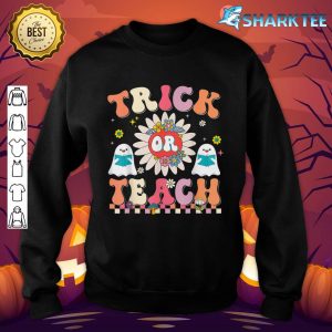 Retro Groovy Trick Or Teach Ghost Teacher Halloween Costume Sweatshirt