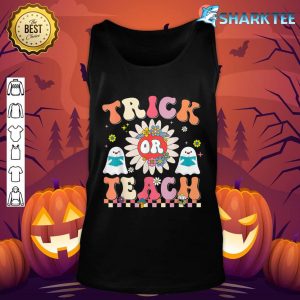 Retro Groovy Trick Or Teach Ghost Teacher Halloween Costume Tank top