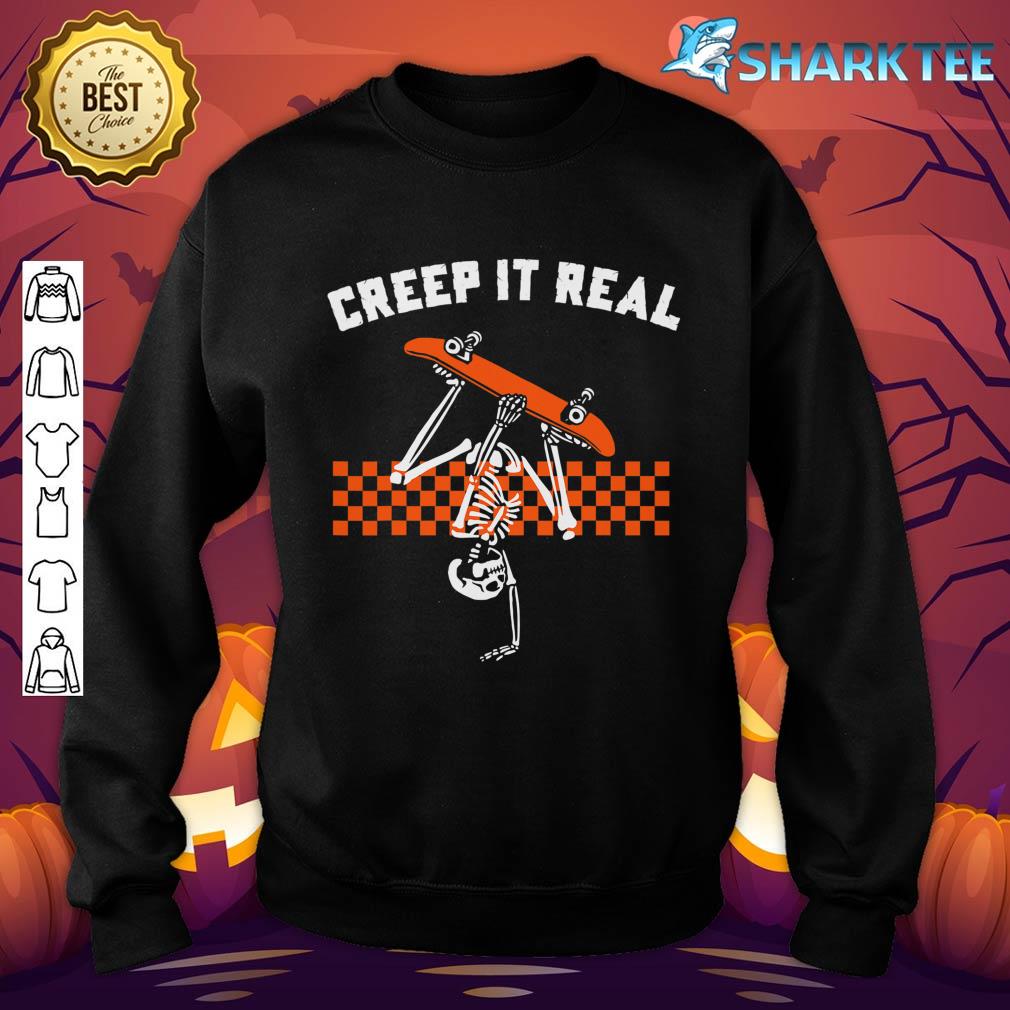 Retro Halloween Creep it Real Vintage Skeleton Ghost Costume Sweatshirt