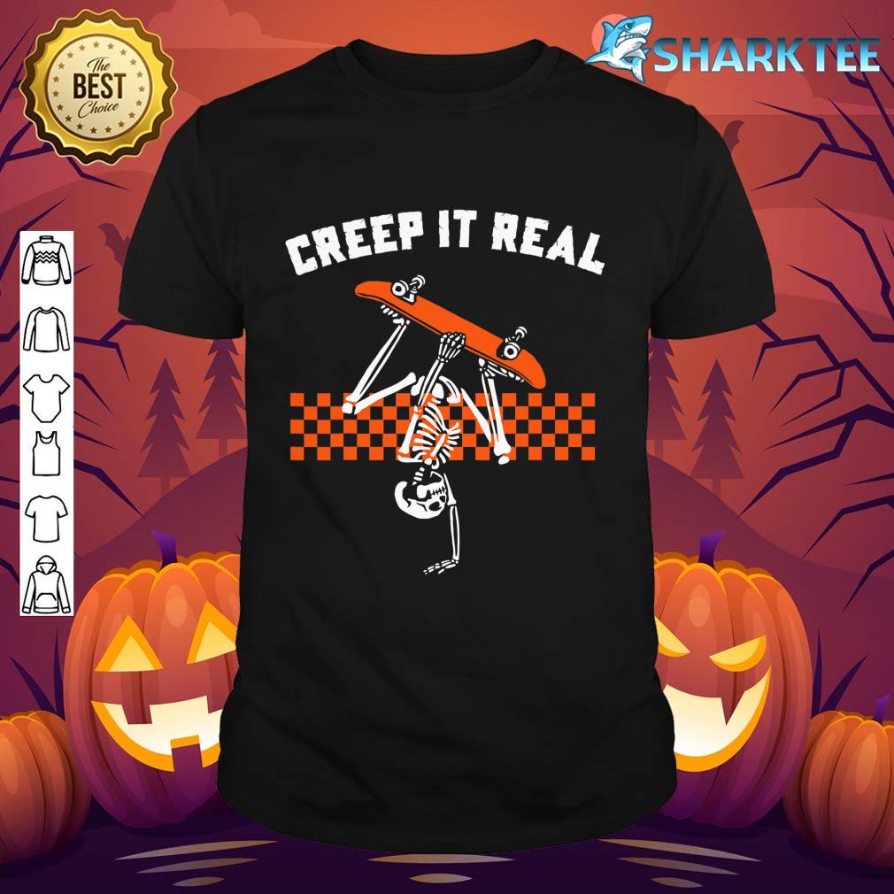 Retro Halloween Creep it Real Vintage Skeleton Ghost Costume T-Shirt