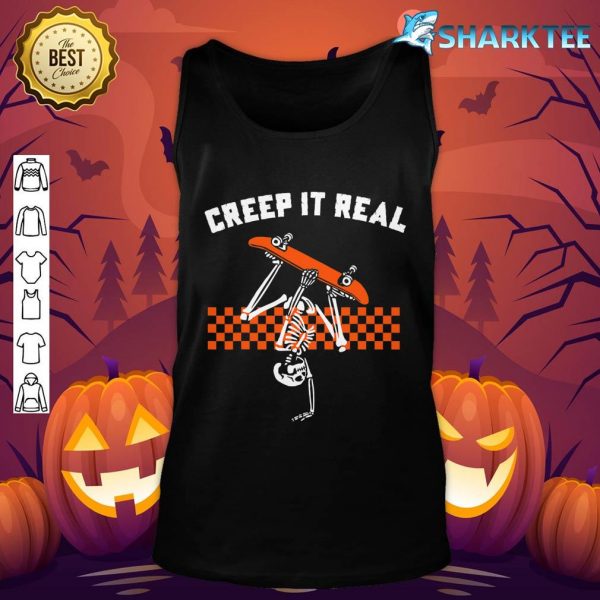 Retro Halloween Creep it Real Vintage Skeleton Ghost Costume Tank top
