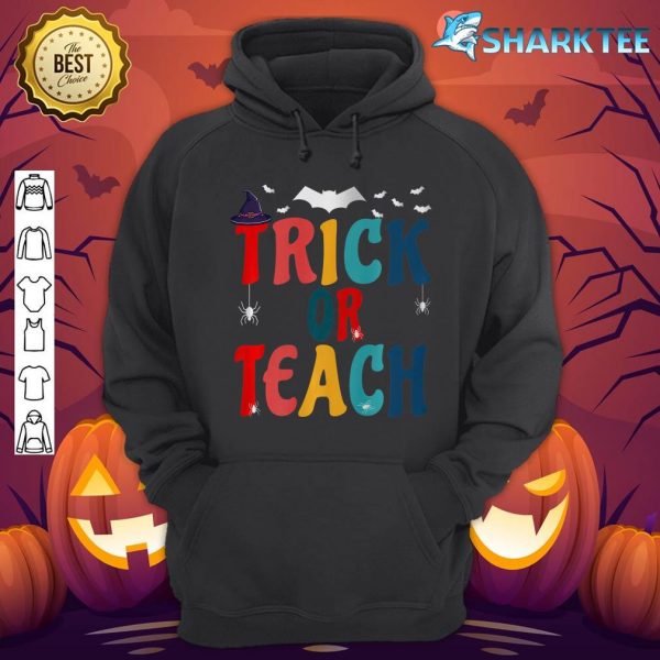 Retro Vintage Groovy Trick Or Teach Halloween Teacher Life Premium Hoodie