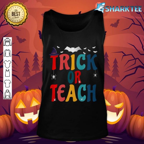 Retro Vintage Groovy Trick Or Teach Halloween Teacher Life Premium Tank top