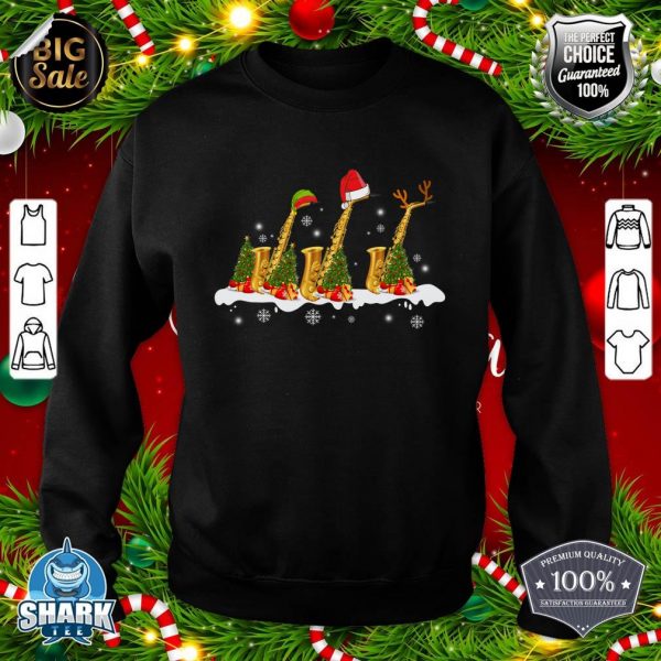 Santa Saxophone Christmas Lights Cute Instrument Xmas Sweatshirt
