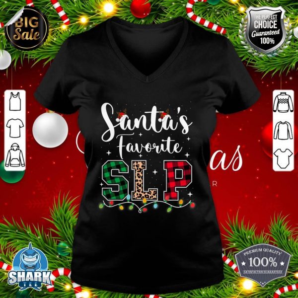Santa's Favorite SLP Speech Language Pathologists Christmas V-neck