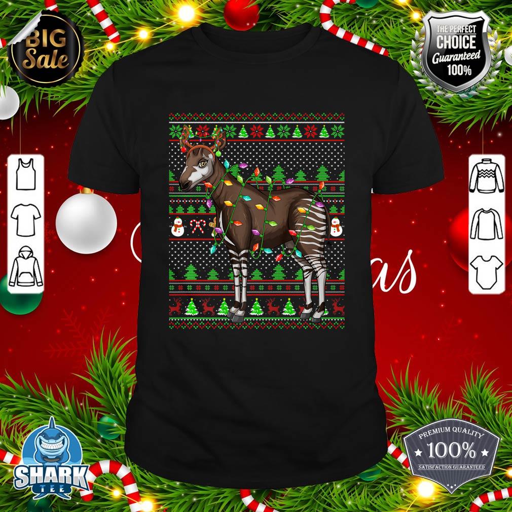 Ugly Xmas Sweater Style Lighting Okapi Christmas Premium T-Shirt
