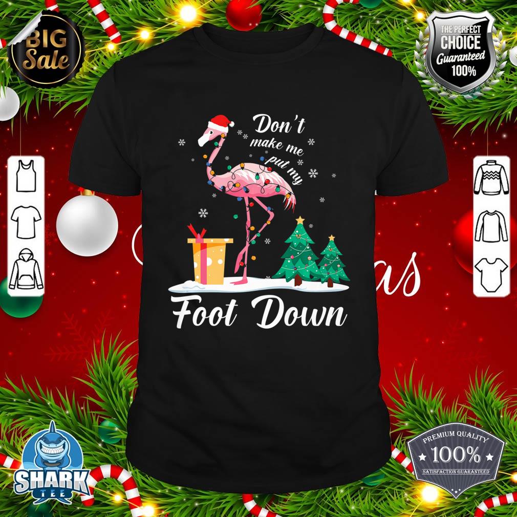 Flamingo Christmas Tree Santa Hat Xmas Light Merry Christmas Premium T-Shirt  