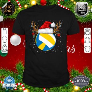 Funny Volleyball Reindeer Santa Hat Christmas Holiday Gifts T-Shirt