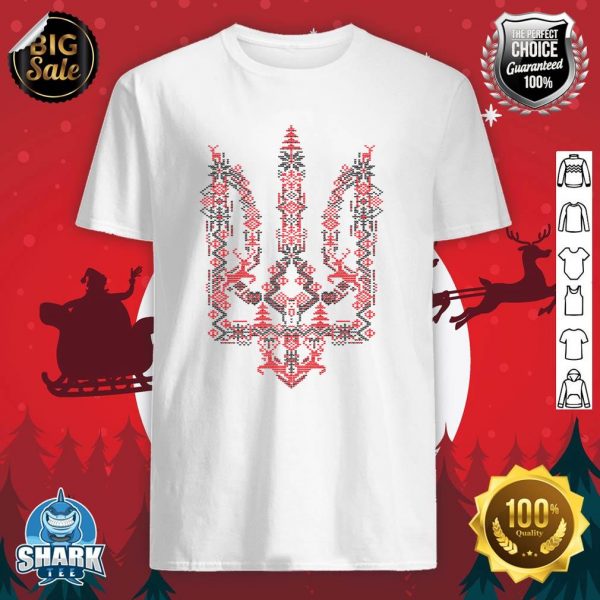 Zelensky Ukraine Christmas Trident Ukrainian Xmas Tryzub Premium T-Shirt