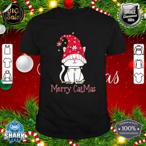 Merry Catmas Xmas Gift Funny Cute Gnomes Cat Christmas Tree T-Shirt