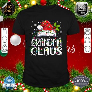 Womens Grandma Claus Shirt Christmas Lights Pajama Family Matching T-Shirt