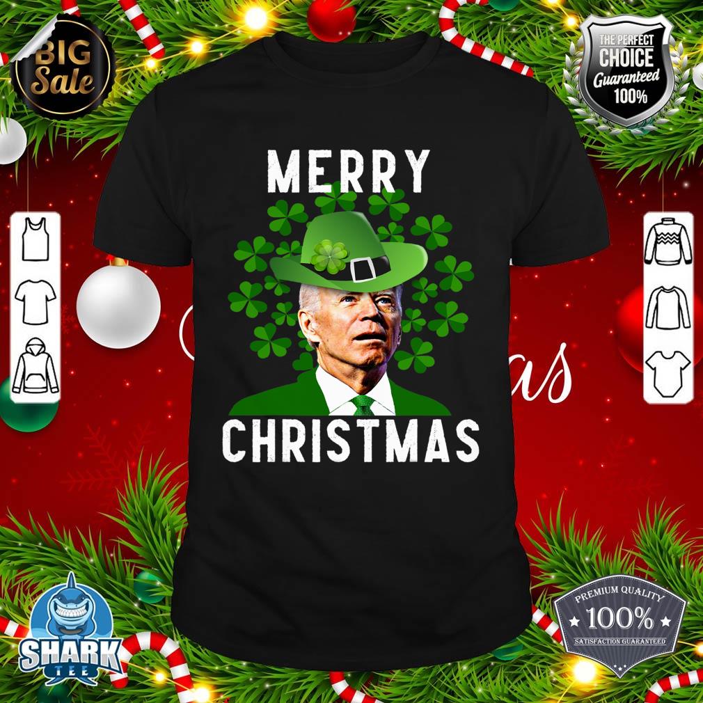 Funny Joe Biden Merry Christmas Confused St Patricks Day shirt