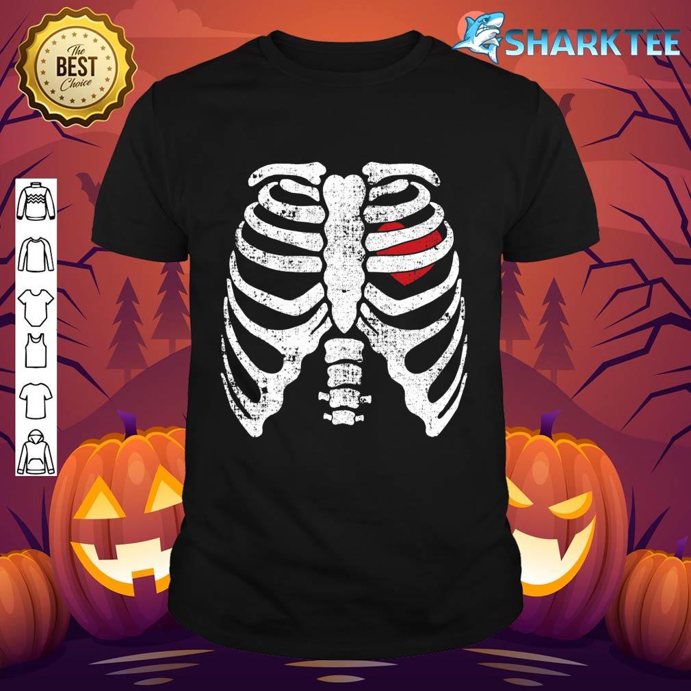Funny Halloween Skeleton Rib Cage Heart Men Women Kids shirt
