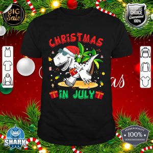 T Rex Christmas In July Shirt for Boys Toddler Kids Dinosaur shirt