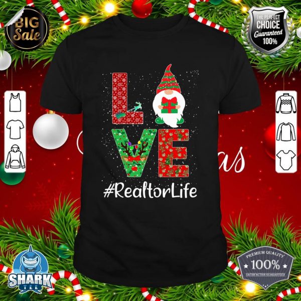 Funny LOVE Realtor Christmas Real Estate Agent Gnome Santa shirt