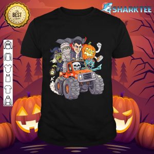 Halloween Skeleton Zombie Monster Truck Vampire Boys Kids shirt