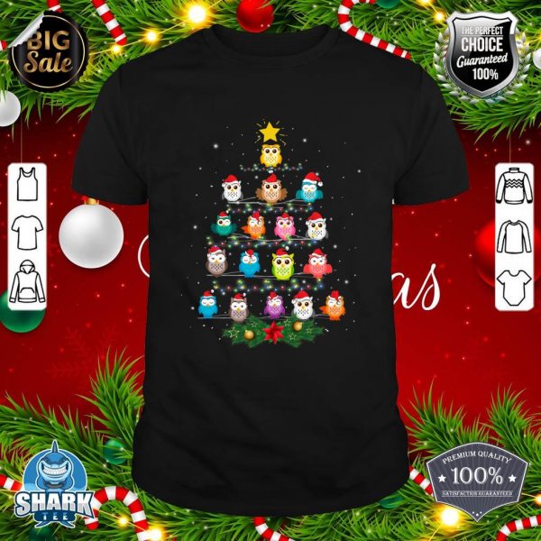 Owl Christmas Tree Lights Xmas Pajama Gifts For Owl Lovers T-Shirt