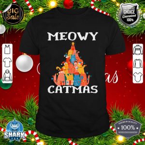 Cat Christmas Tree Xmas Girls Boys Funny Meowy Catmas Premium T-Shirt