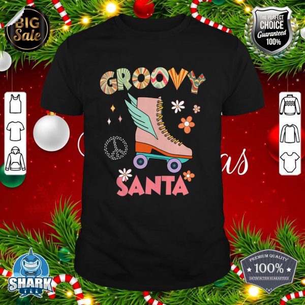Groovy Santa Squad Proud Officer 70s Retro Roller Skate T-Shirt