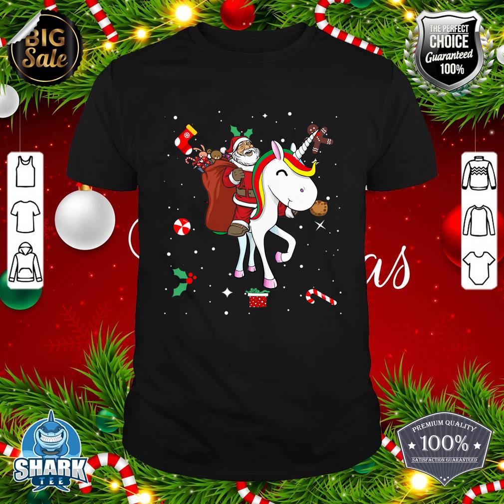 Christmas Santa Claus Riding Unicorn Pajama Family Matching T-Shirt