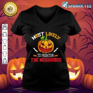 Spooky Pumpkin Funny Family Halloween Matching Costume Kids Premium V-neck