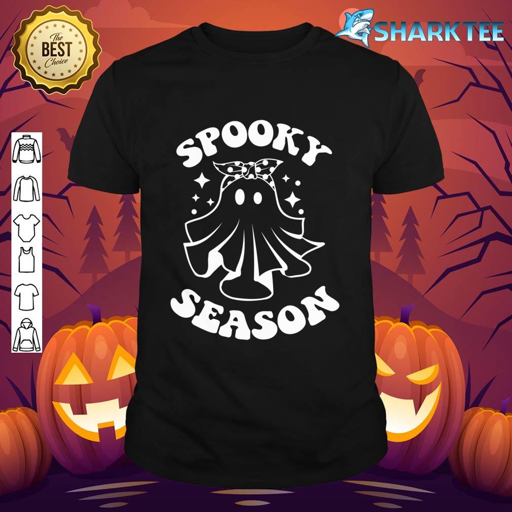 Spooky Season Cute Ghost Groovy Retro Halloween Costume T-Shirt