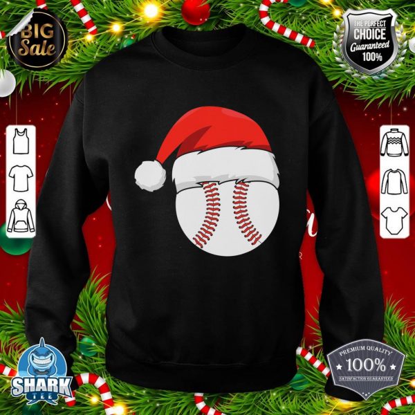 Baseball Ball Santa Hat Xmas Boys Christmas Catcher Pitcher sweatshirt