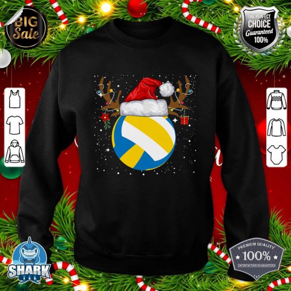 Funny Volleyball Reindeer Santa Hat Christmas Holiday Gifts Sweatshirt