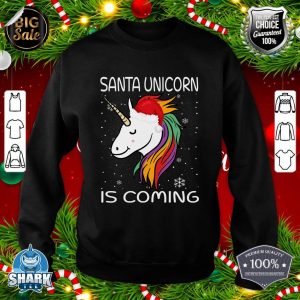 Santa Unicorn Is Coming Santa Hat Christmas Pajama For Girls sweatshirt