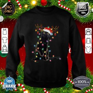 Reindeer Black Cat Christmas Lights Funny Cat Lover Gifts sweatshirt