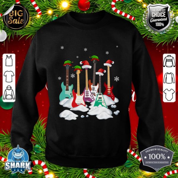 Guitar Santa Hat Christmas Tree Funny Music Loves Xmas sweatshirt