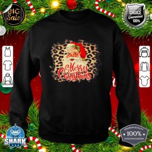 Leopard Vintage 70s Santa Merry Christmas Santa Claus Face sweatshirt