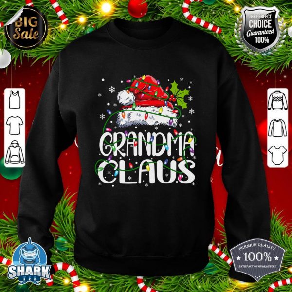 Womens Grandma Claus Shirt Christmas Lights Pajama Family Matching sweatshirt
