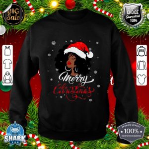 Merry Christmas Buffalo Plaid Queen Santa Afro American Xmas sweatshirt