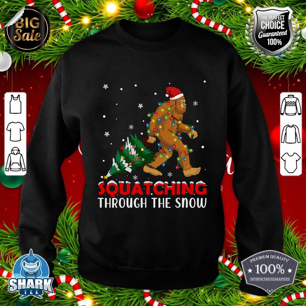 Funny Sasquatch Christmas Squatching Bigfoot Xmas Tree Light sweatshirt