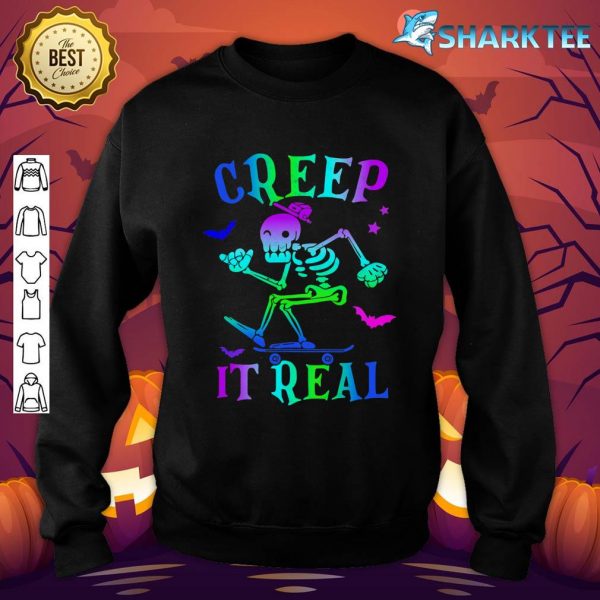 Creep It Real Halloween Spooky Season Skeleton Boys Girls sweatshirt