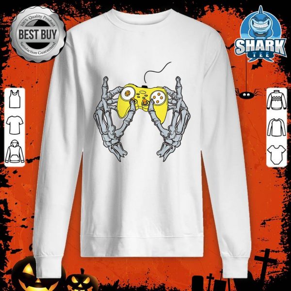 Halloween Skeleton Gamer Hand Controller Video Games Gaming sweatshirt