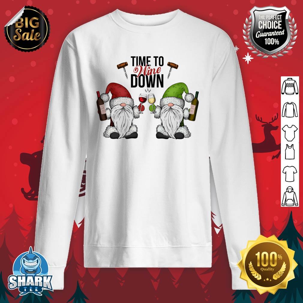 Funny Wine Lover Christmas Gnomes Time to Wine Down Xmas sweatshirt