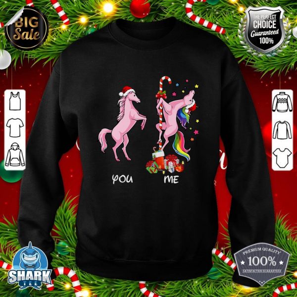Unicorn You vs Me Funny Santa Hat Rainbow Christmas Pajama sweatshirt