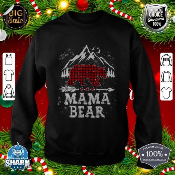 Mama Bear Christmas Pajama Red Plaid Buffalo Family Group sweatshirt