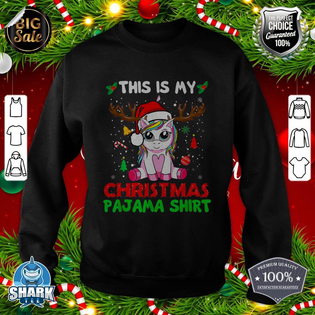 This Is My Christmas Pajama Shirt Unicorn Santa Hat Lights Sweatshirt