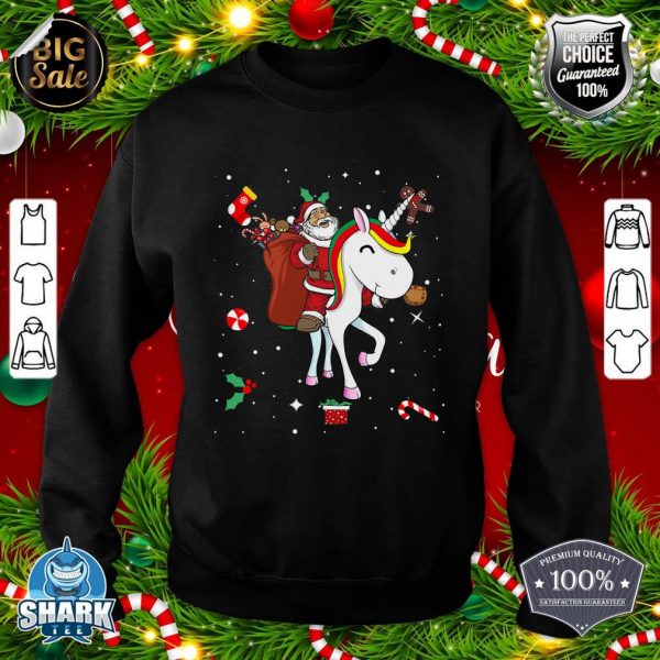 Christmas Santa Claus Riding Unicorn Pajama Family Matching sweatshirt