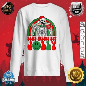 Groovy Christmas Skeleton Coffee Dead Inside But Jolly Xmas sweatshirt