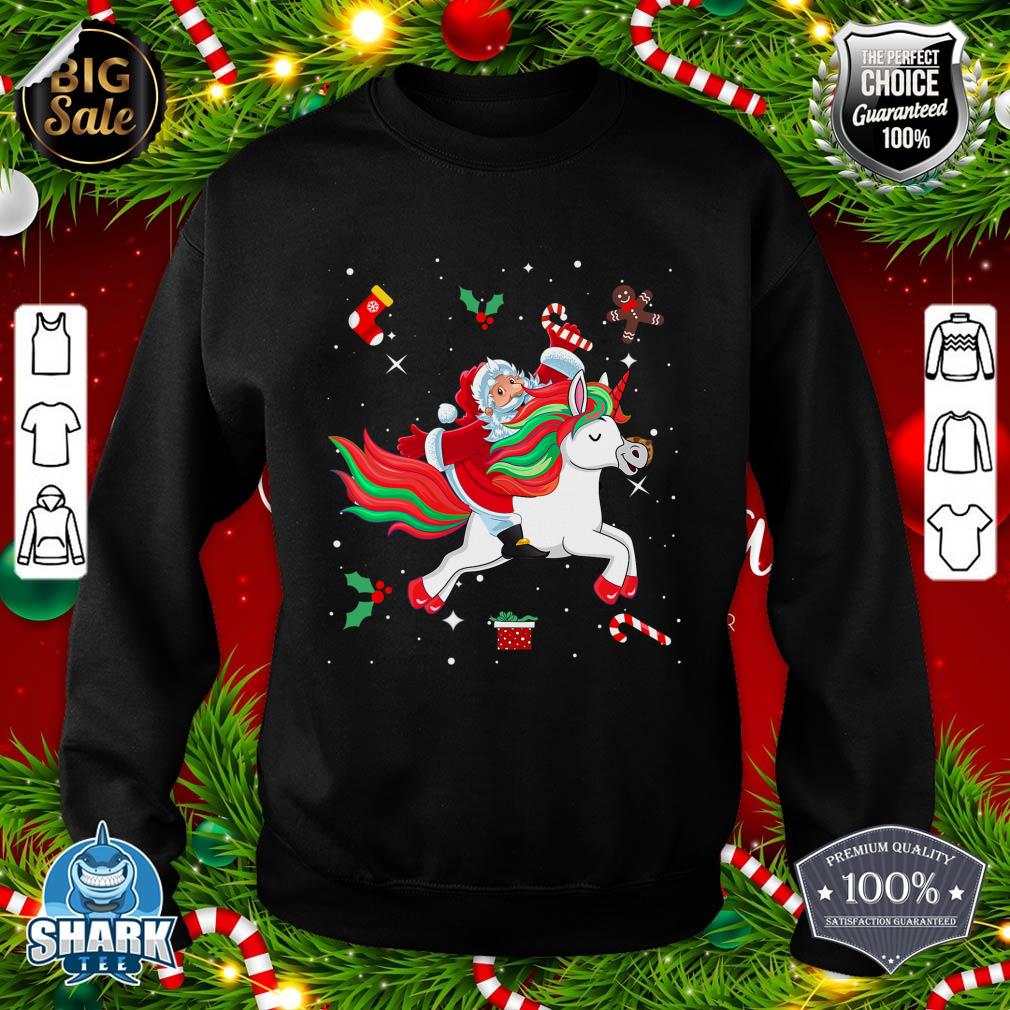 Nice Christmas Santa Claus Riding Unicorn Pajama Family Matching sweatshirt