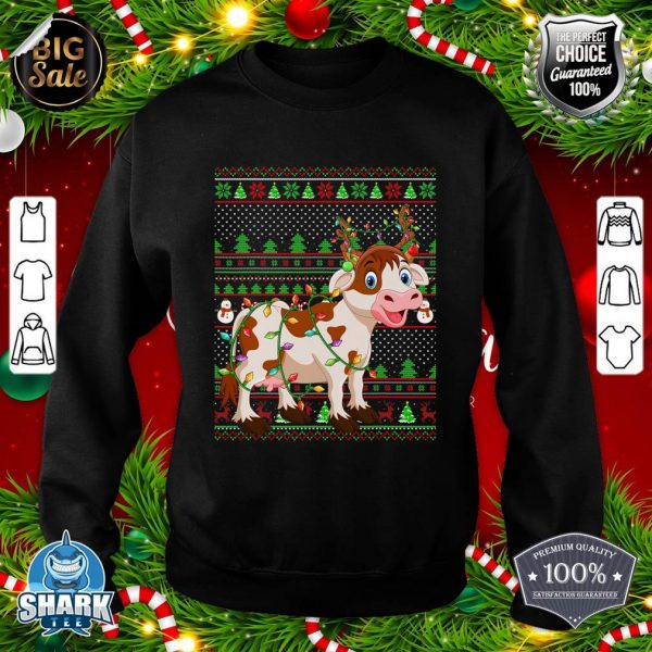 Ugly Xmas Sweater Style Lighting Cattle Christmas sweatshirt