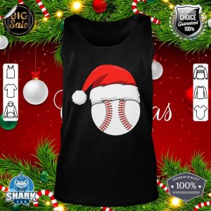 Baseball Ball Santa Hat Xmas Boys Christmas Catcher Pitcher tank-top