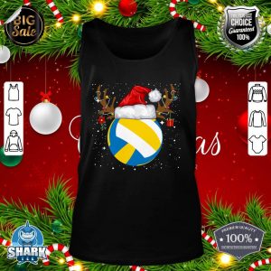 Funny Volleyball Reindeer Santa Hat Christmas Holiday Gifts tank-top